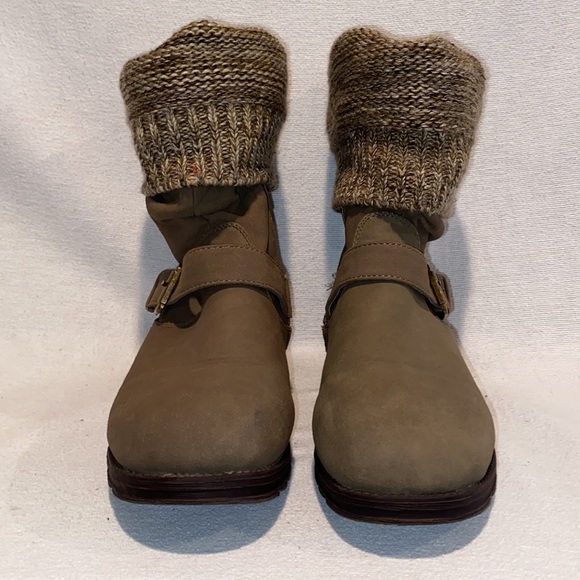 Mukluks Women's Sky Boot with Marl Sweater Knit Cuff Mid Taupe/Brown Size 7 - Picture 2 of 7